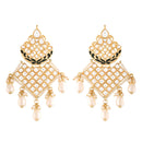 Etnico 18K Gold Plated Traditional Handcrafted Earrings Encased with Faux Kundan & Pearl for Women/Girls (E2785B)