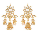 Etnico 18K Gold Plated Traditional Handcrafted Jhumka Earrings Encased with Faux Kundan & Pearl for Women/Girls (E2786W)