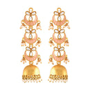Etnico 18K Gold Plated Traditional Handcrafted Chandbali Earring Glided With Stone & Pearls (E2789)