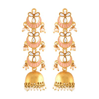 Etnico 18K Gold Plated Traditional Handcrafted Chandbali Earring Glided With Stone & Pearls (E2789)