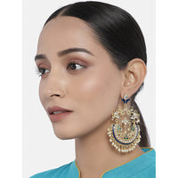 Etnico 18K Gold Plated Traditional Handcrafted Chandbali Earring Glided With Stone & Pearls (E2789)
