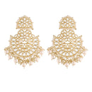 Etnico 18K Gold Plated Traditional Handcrafted Earrings Encased with Faux Kundan & Pearl for Women/Girls (E2791W)