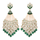 Etnico 18K Gold Plated Traditional Handcrafted Meena Work Earring Glided With Kundan & Pearls (E2792) (Green)