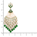 Etnico 18K Gold Plated Traditional Handcrafted Meena Work Earring Glided With Kundan & Pearls (E2792) (Green)