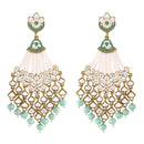 Etnico 18K Gold Plated Traditional Handcrafted Meena Work Earring Glided With Kundan & Pearls (E2792Sb)