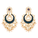 Etnico 18K Gold Plated Traditional Handcrafted Blue Meena Work Earring Glided With Kundan & Pearls (E2794Bl)