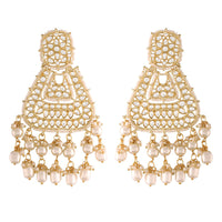 Etnico 18K Gold Plated Traditional Handcrafted Earrings Encased with Faux Kundan & Pearl for Women/Girls (E2798W)