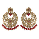 Etnico 18K Gold Plated Traditional Handcrafted Chandbali Earrings Set Encased With Faux Kundan & Pearl For Women/Girls (E2800FLM)