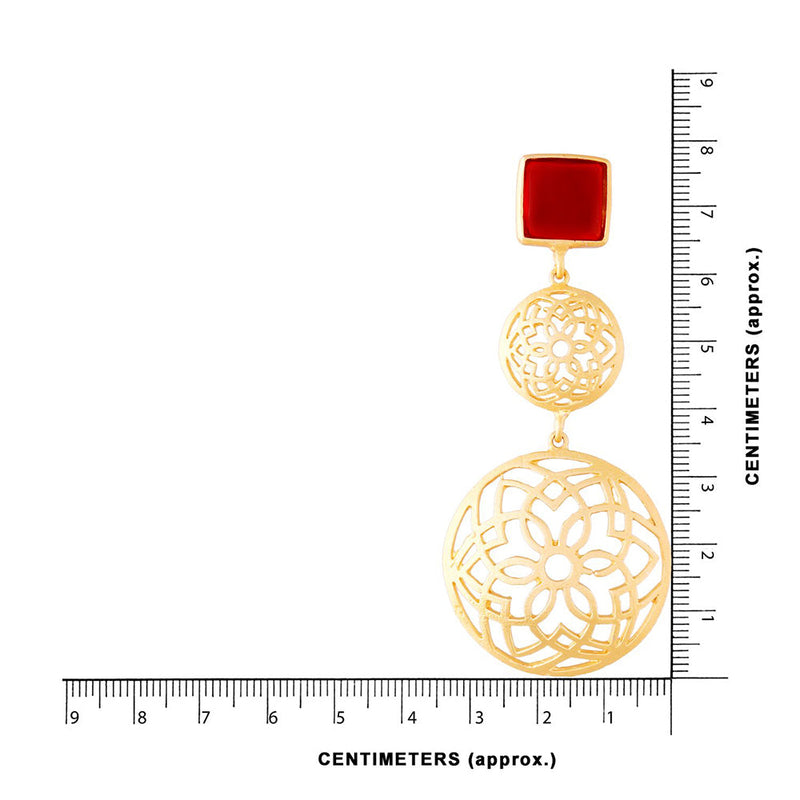 Etnico Traditional Red Gold Plated Matte Finish Zinc Alloy Fancy Earrings for Women (E2811R)