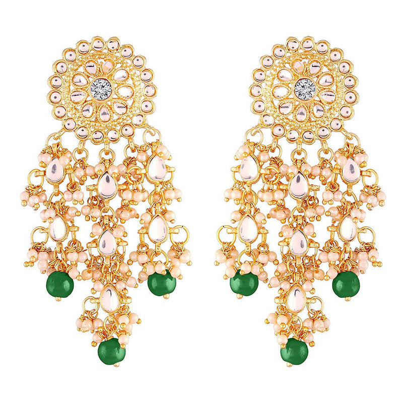 Etnico Traditional Gold Plated Kundan Pearl Earrings & for Women (E2822G)