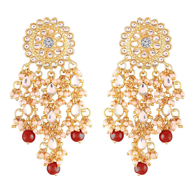 Etnico Traditional Gold Plated Kundan Pearl Earrings & for Women (E2822M)