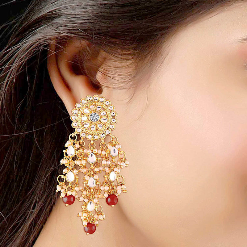 Etnico Traditional Gold Plated Kundan Pearl Earrings & for Women (E2822M)