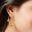 Etnico Golden Metal Gold Plated and Pearl Jhumki Earrings for Women and Girls(E2849)