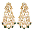 Etnico 18K Gold Plated 3 Layered Beaded Chandbali Earrings with Kundan and Pearl Work for Women (E2859G)