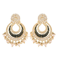 Etnico 18k Gold Plated Enamel/Meenakari Big Chandbali Earrings Glided With Kundan & Pearl for Women (E2860B)