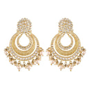 Etnico 18k Gold Plated Big Chandbali Earrings Glided With Kundan & Pearl for Women (E2860FL)