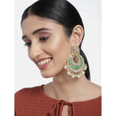 Etnico 18k Gold Plated Enamel/Meenakari Big Chandbali Earrings Glided With Kundan & Pearl for Women (E2860G)