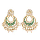 Etnico 18k Gold Plated Enamel/Meenakari Big Chandbali Earrings Glided With Kundan & Pearl for Women (E2860G)