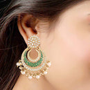 Etnico 18k Gold Plated Enamel/Meenakari Big Chandbali Earrings Glided With Kundan & Pearl for Women (E2860G)