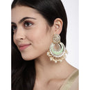 Etnico 18k Gold Plated Enamel/Meenakari Big Chandbali Earrings Glided With Kundan & Pearl for Women (E2860Min)