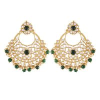 Etnico18K Gold Plated Traditional Big Chandbali Earrings studded with Kundan & Stone for Women/Girls (E2862G)