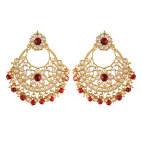 Etnico18K Gold Plated Traditional Big Chandbali Earrings studded with Kundan & Stone for Women/Girls (E2862M)