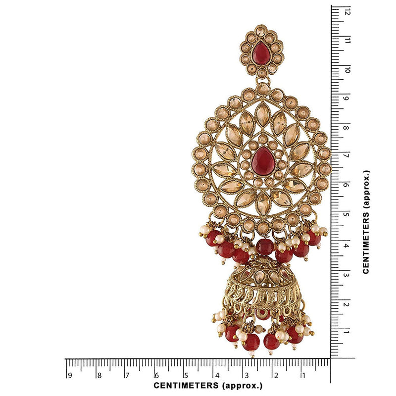 EtnicoTraditional Gold Plated With Stunning Antique Finish Kundan & Pearl Jhumka Earrings for Women/Girls (E2863M)