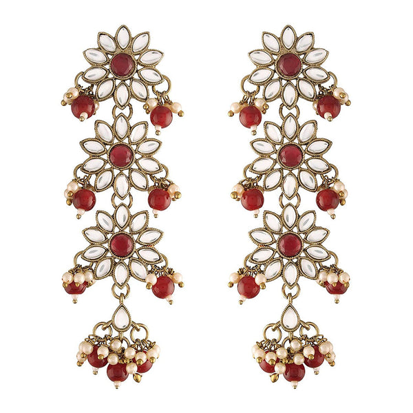 EtnicoTraditional Gold Plated With Stunning Antique Finish Kundan & Pearl Earrings for Women/Girls (E2866M)