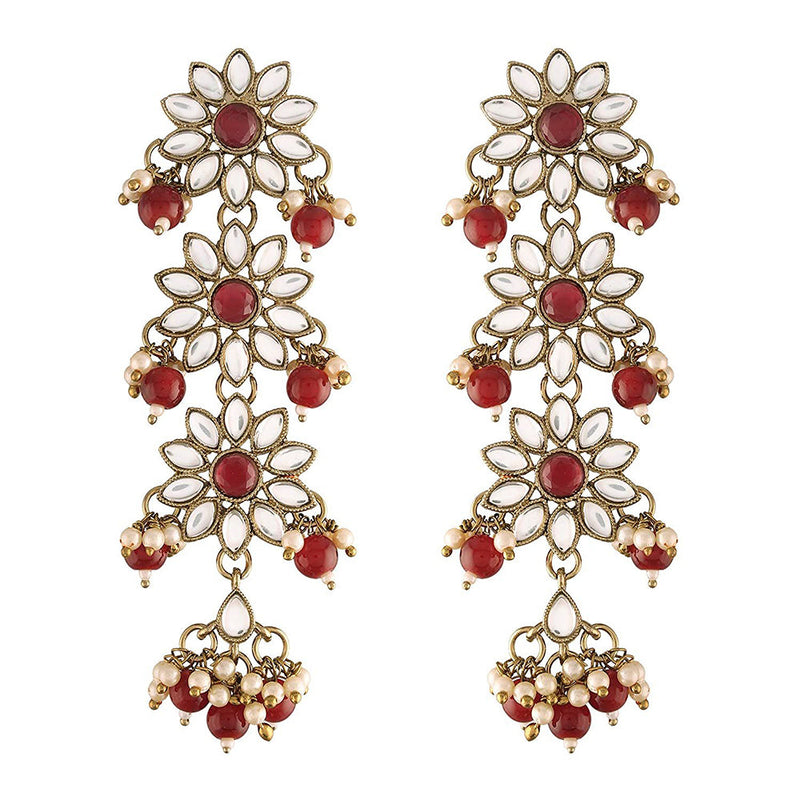 EtnicoTraditional Gold Plated With Stunning Antique Finish Kundan & Pearl Earrings for Women/Girls (E2866M)