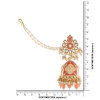 Etnico18K Gold Plated Intricately Designed Traditional with Detachable Hair Chain Encased With Kundans & Pearls Jumka Earrings For Women (E2907Pi)