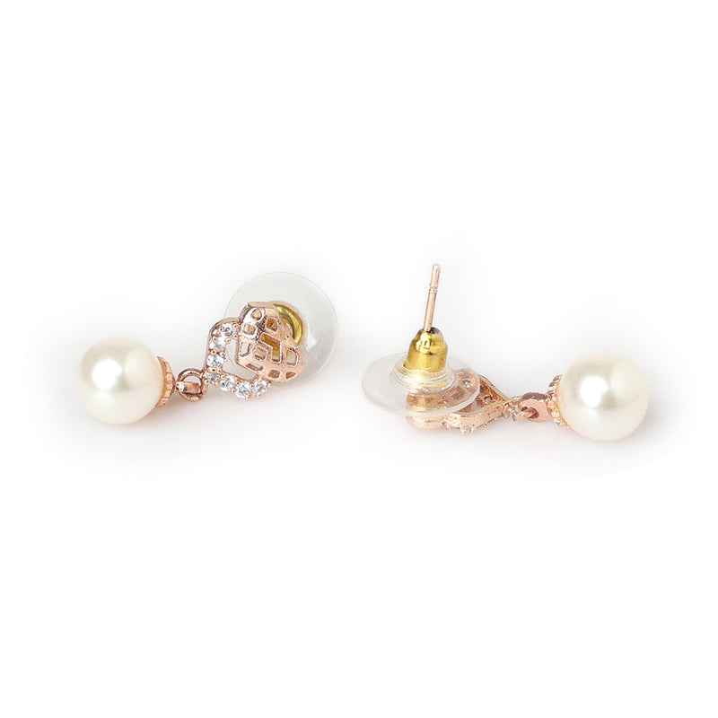 Etnico Valentine's Special Rose Gold-Plated AD Stone Contemporary Studs Earrings for women (E2967)