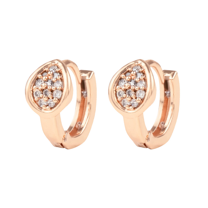 Etnico Valentine's Special Rose Gold-Plated AD Stone Contemporary Studs Earrings for women (E2968)