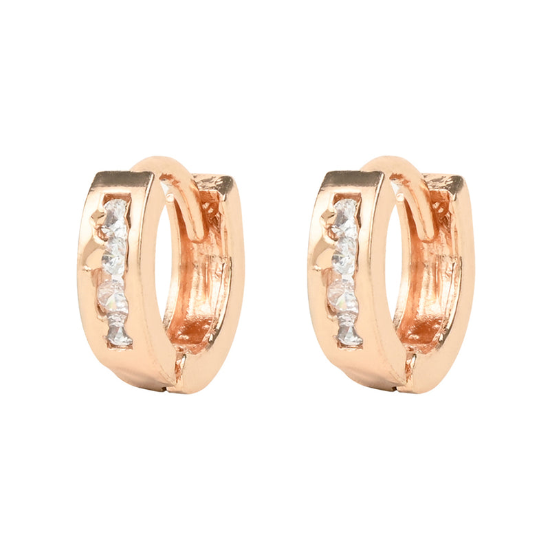 Etnico Valentine's Special Rose Gold-Plated AD Stone Contemporary Studs Earrings for women (E2969)