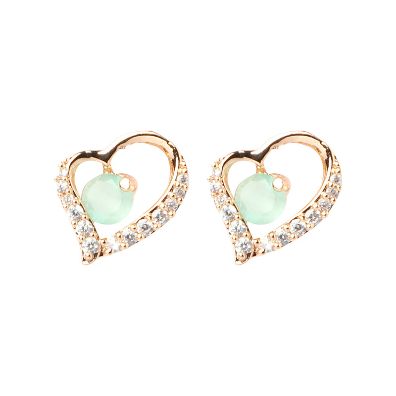 Etnico Valentine's Special Rose Gold-Plated Heart Shaped Studs for Women (E2972Min)