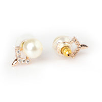 Etnico Valentine's Special Rose Gold -Plated & White Contemporary Studs Earrings for Women (E2973)