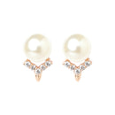 Etnico Valentine's Special Rose Gold -Plated & White Contemporary Studs Earrings for Women (E2973)