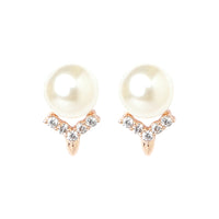 Etnico Valentine's Special Rose Gold -Plated & White Contemporary Studs Earrings for Women (E2973)