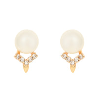 Etnico Valentine's Special Rose Gold -Plated & White Contemporary Studs Earrings for Women (E2973)