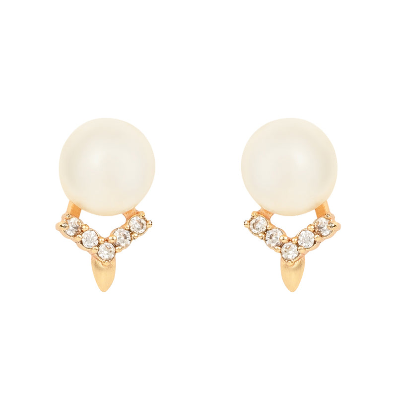 Etnico Valentine's Special Rose Gold -Plated & White Contemporary Studs Earrings for Women (E2973)