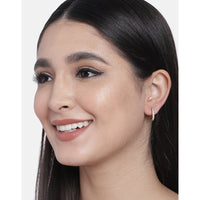 Etnico Valentine's Special Rose Gold-Plated Contemporary AD Studs Earrings for Women (E2978)