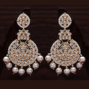 Etnico Women's Gold Plated Intricately Designed Traditional Beaded Chandbali Earrings Glided with Kundans and Pearls (E3001W)