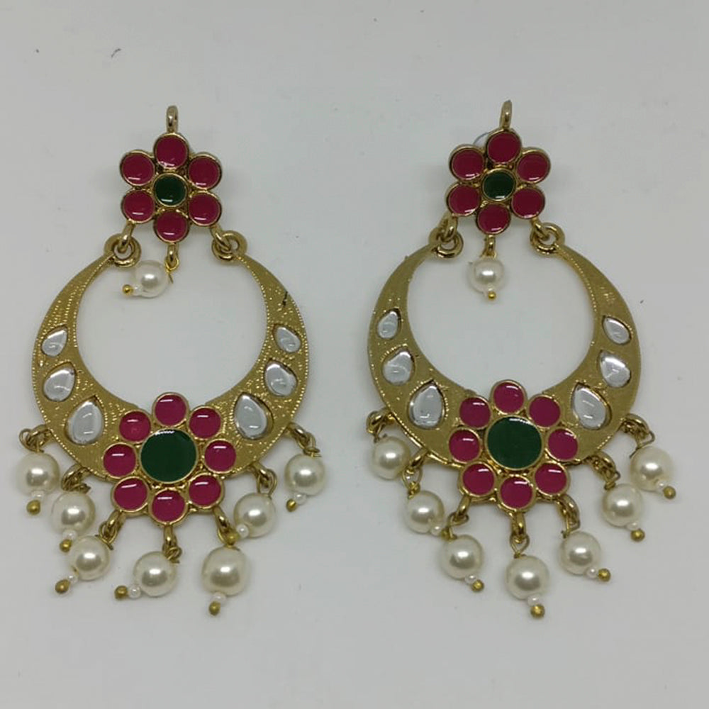 Midas Touch Gold Plated Meenakari & Kundan Dangler Earrings