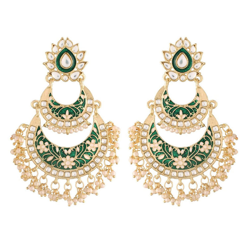 Etnico Women's Gold Plated Intricately Designed Traditional Meenakari Earrings Glided with Kundans & Pearls (E3003G)