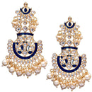 Etnico Women's Gold Plated Intricately Designed Traditional Meenakari Earrings Glided with Kundans & Pearls (E3004Bl)