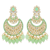 Etnico Gold Plated Traditional Handcrafted Pearl Kundan Beaded Chandbali Earrings for Women/Girls (E3027Min)