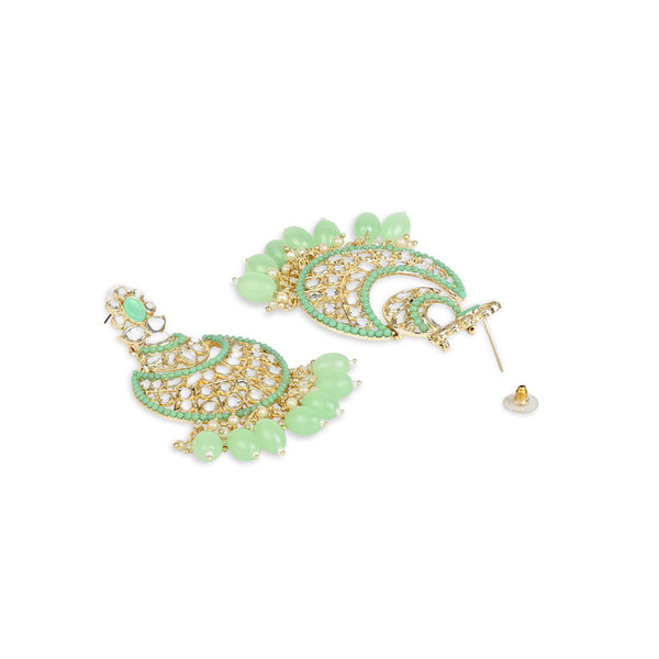Etnico Gold Plated Traditional Handcrafted Pearl Kundan Beaded Chandbali Earrings for Women/Girls (E3027Min)