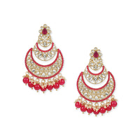 Etnico Gold Plated Traditional Handcrafted Pearl Kundan Beaded Chandbali Earrings for Women/Girls (E3029Q)