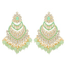 Etnico Gold Plated Traditional Handcrafted Pearl Kundan Beaded Chandbali Earrings for Women/Girls (E3033Min)