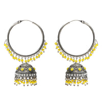 Etnico Silver Plated Traditional Handcrafted Yelllow Pearl Jhumki Earrings for Women/Girls(E3060ZY)