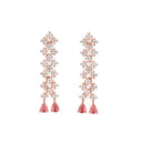 Etnico Valentine's Special Rose Gold Plated Glittering American Diamond Stone Studded Dangle & Drop Earrings for Women & Girls (E3065Q)